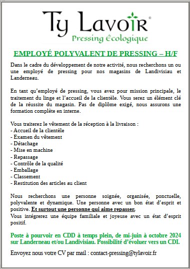 Ty Lavoir recrute ! 
 N’hésitez pas à nous adresse…